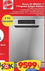 HOOVER HF 3E9L0X2-17 5 PROGRAMLI BULAŞIK MAKİNESİ
